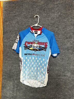 Hot Shoppe Designs Cycling Jersey Mens Medium Blue Triple Crown Series Zip Bike